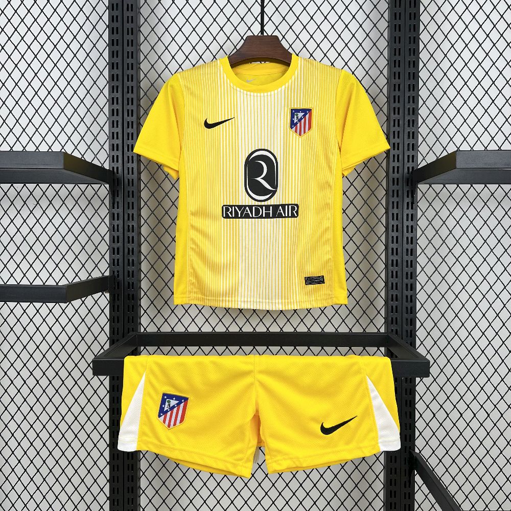Atletico Madrid 2025-26 Yellow Goalkeeper Kids Kit